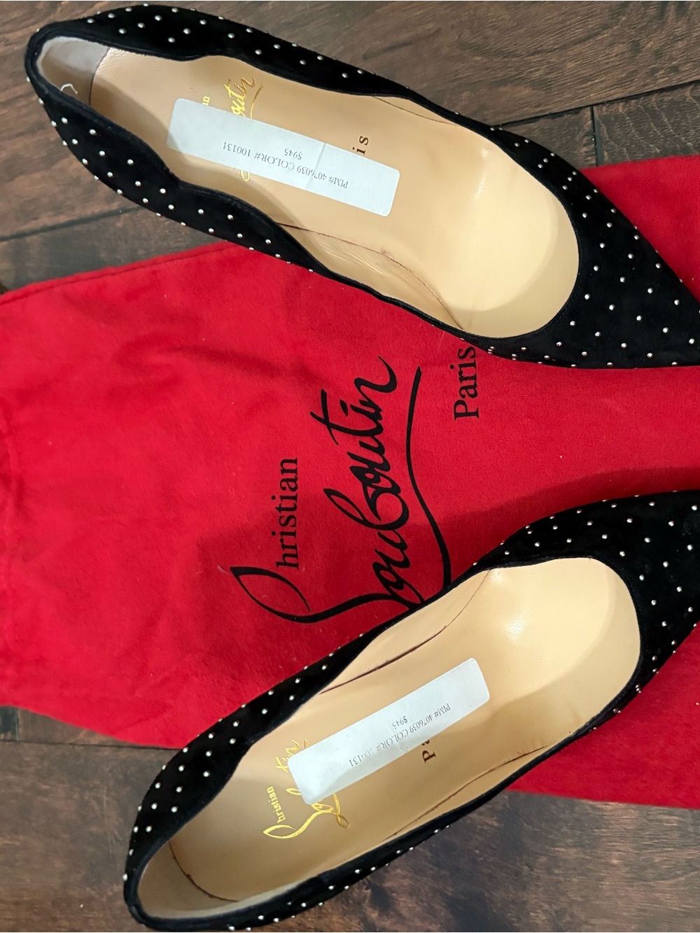 Christian Louboutin Black Studded Pumps Size 37 NWT - Picture 10 of 10